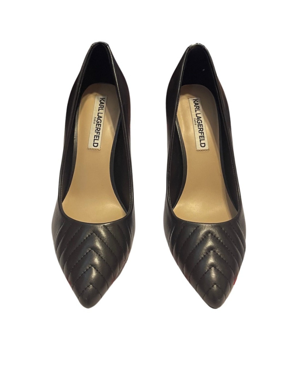 Karl Lagerfeld Paris Roulle Quilted Pointed Toe Pump in Black